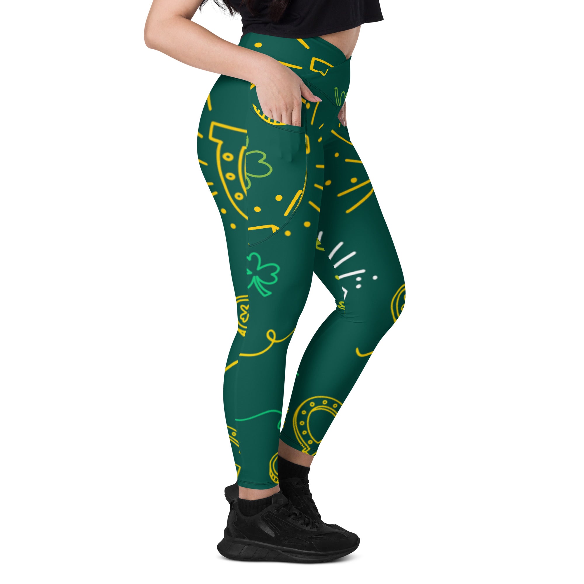 Lucky Irish Crossover leggings with pockets