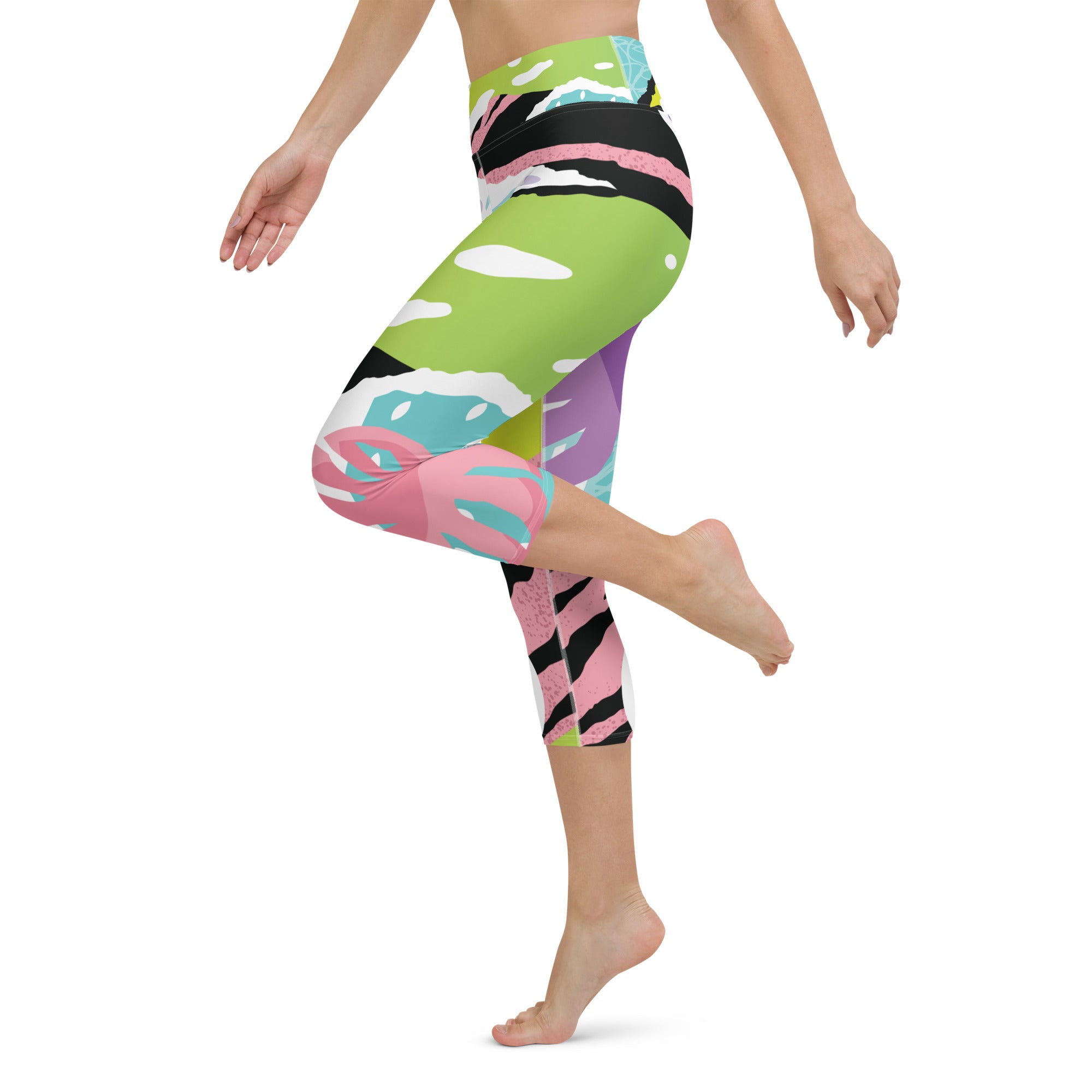 Pink Art Yoga Capri Leggings
