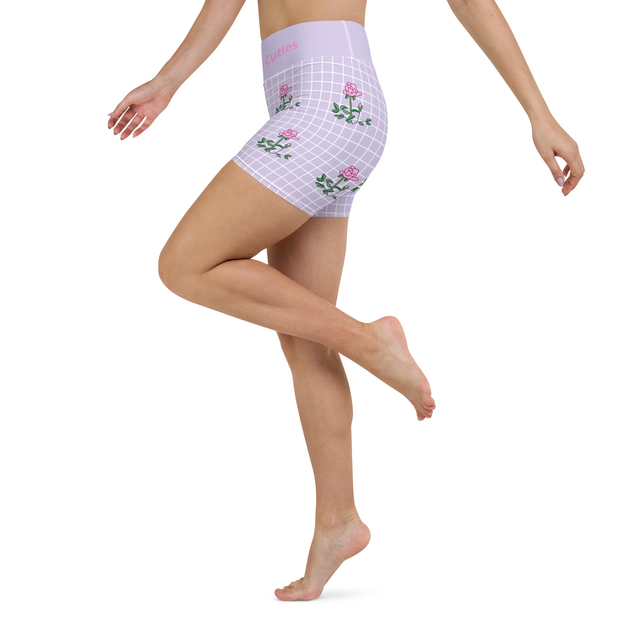 Pink Rose Yoga Shorts