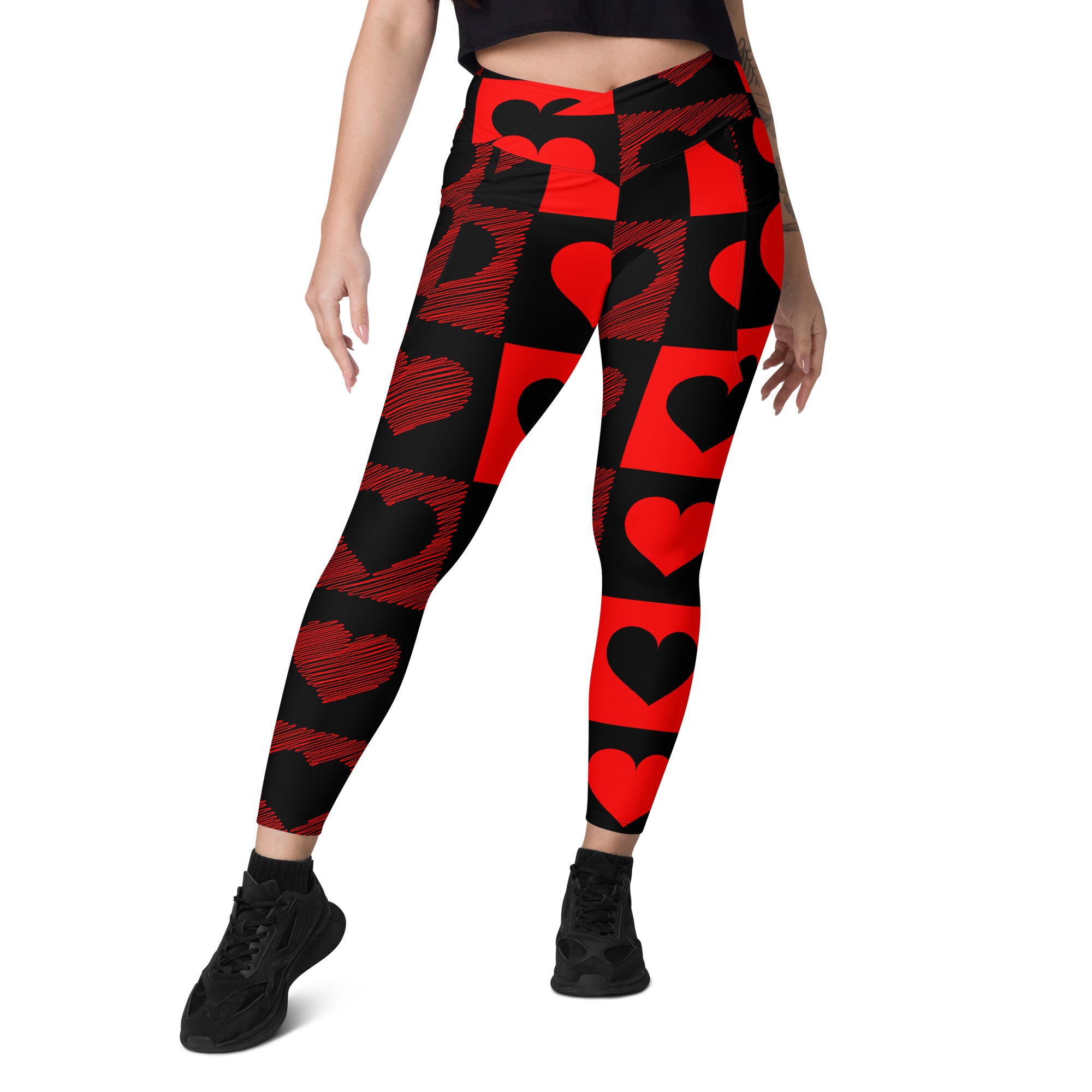 Hearts Crossover leggings with pockets
