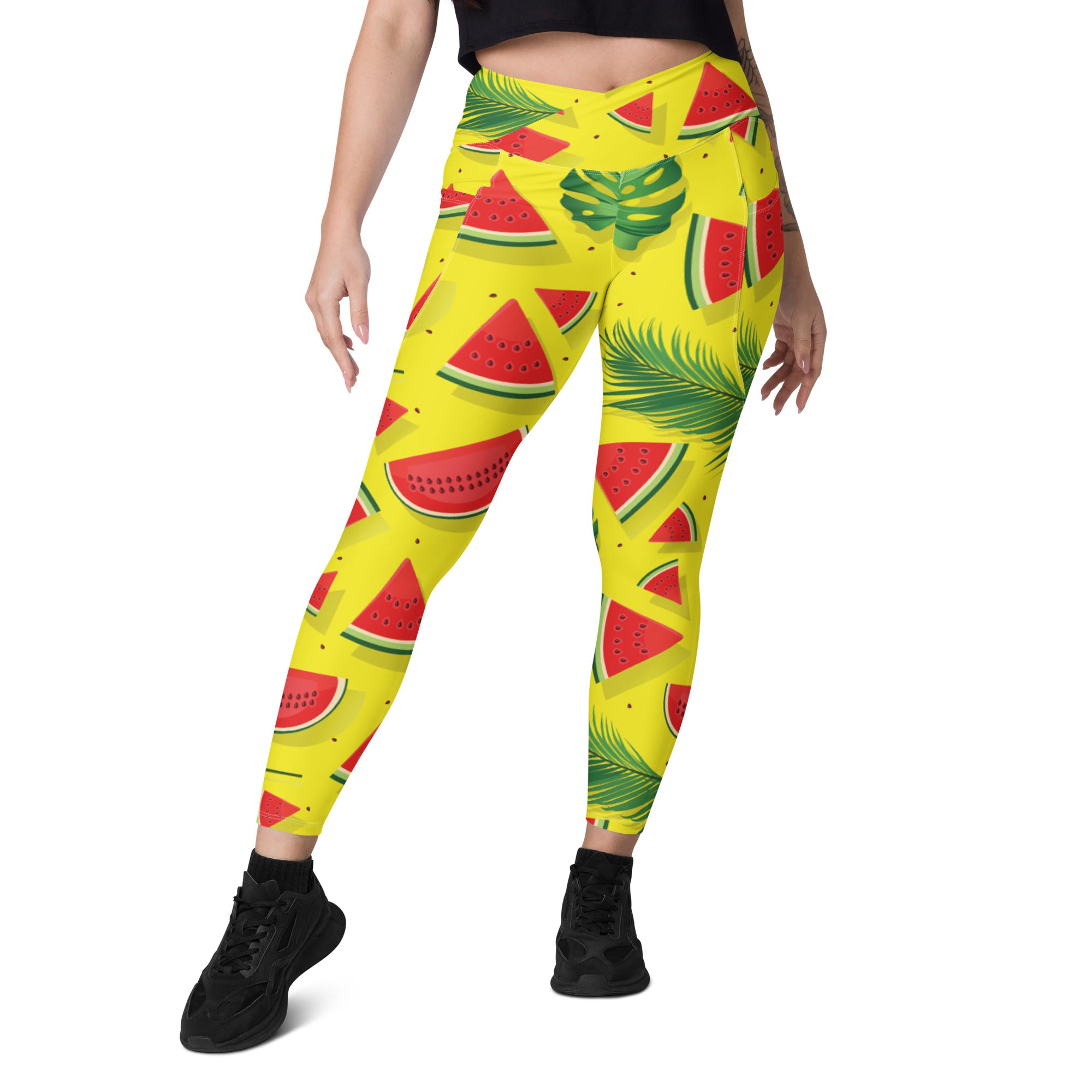 Watermelon Crossover leggings with pockets