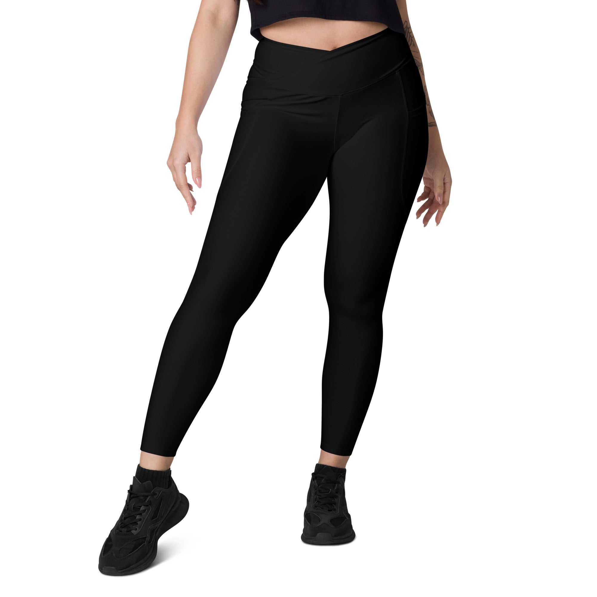 Lovable Cuties Black Crossover Leggings with Pockets