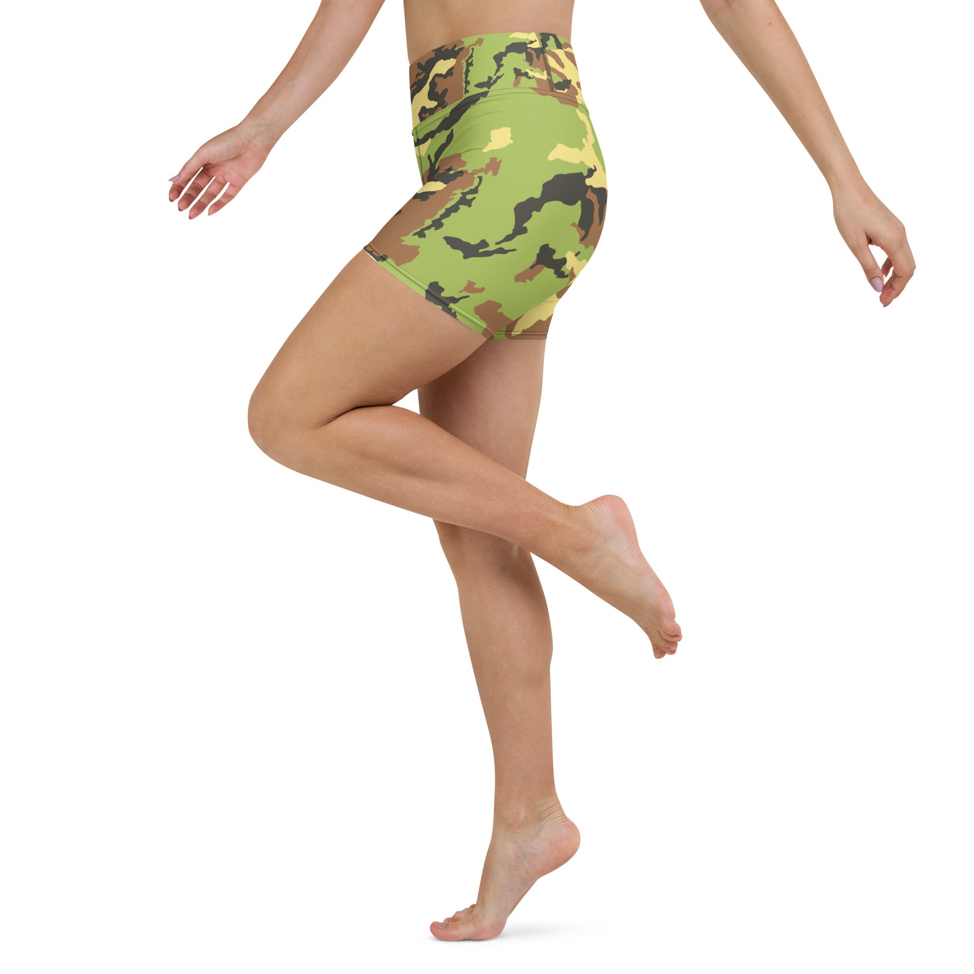 Green Camo Yoga Shorts